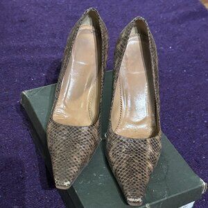 Y2K Gucci Embossed Leather Snakeskin and Wood Medium-heeled Pumps size 8B